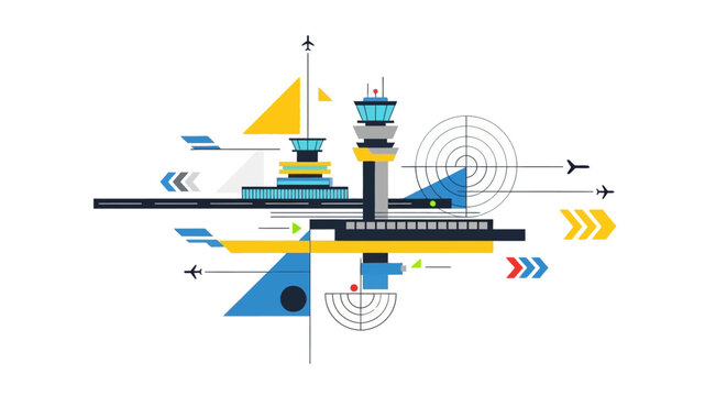 Airport infrastructure and transportation concept.