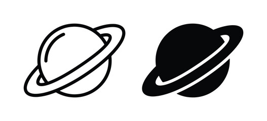Saturn Planet Icons, Outer Space Celestial Body Vector Graphics, Cosmic Galaxy Symbols, Astronomical Science Illustrations © Sharifa