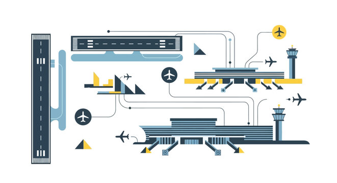 Airport infrastructure and travel concept.