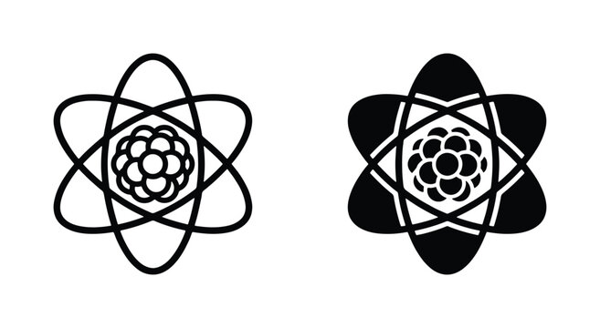 Atomic Structure Icons, Atom Symbol Vector Graphics, Science Nucleus Illustration, Molecular Orbitals, Chemistry Education Elements