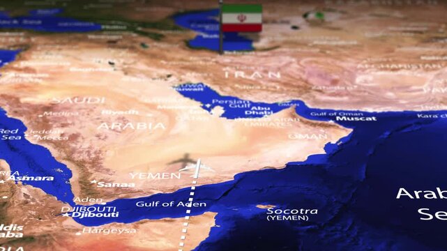 Flight From Antananarivo MADAGASCAR to Tehran IRAN with flag pins