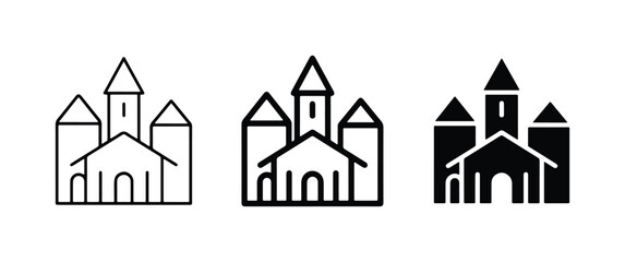 Castle Icons, Fortress Symbols, Medieval Architecture Vector Graphics, Royal Estate and Landmark Illustrations © Masud