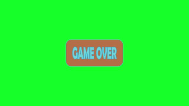 Animation of the text "GAME OVER" flashing on a black background. Illustration of the end screen with the text "GAME OVER"