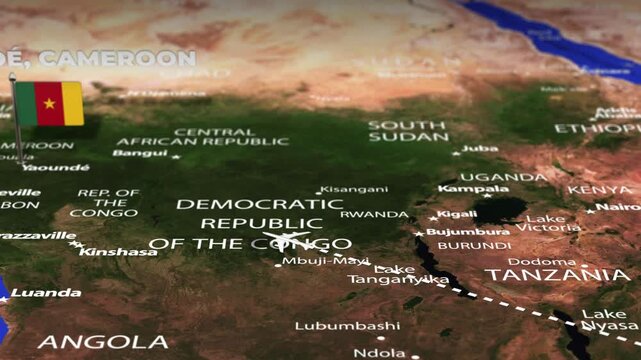 Flight From Antananarivo MADAGASCAR to Yaounde CAMEROON with flag pins