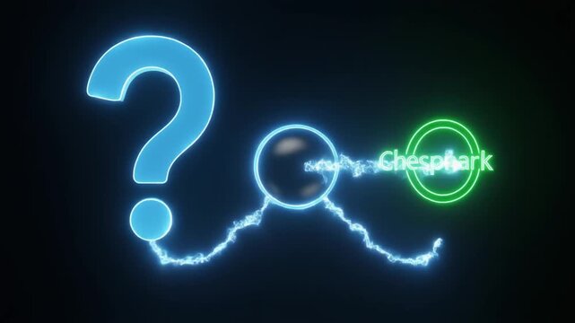 The Question & Answer Loop. A minimalist 3D render of a "call and response" loop. A large glowing blue holographic "question mark" icon is shown. A stream of light flows from it to a central AI orb.
