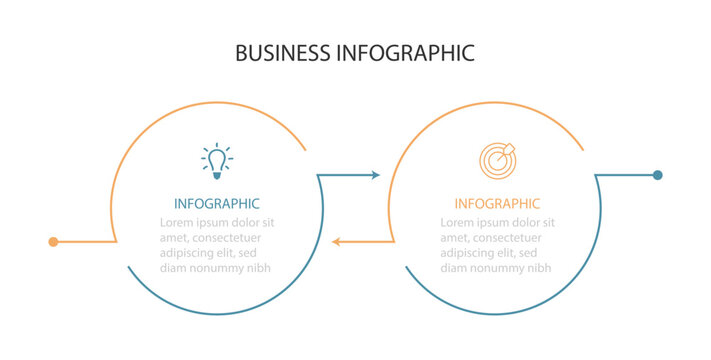 Vector Infographic design business template with icons and 2 options or steps. Venn diagram infographic chart template for business options, presentation with  diagram elements. 