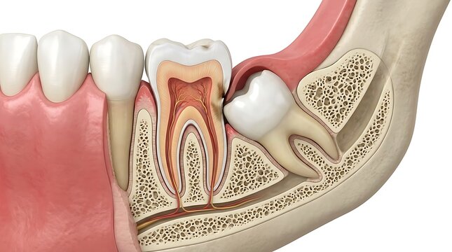 Wisdom Tooth Impaction Detailed Dental Illustration