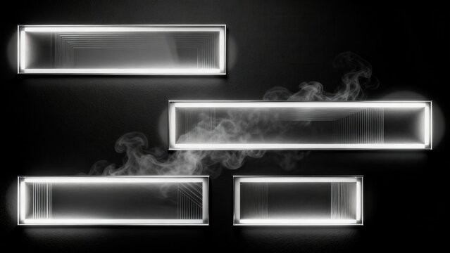 neon light boxes with smoke