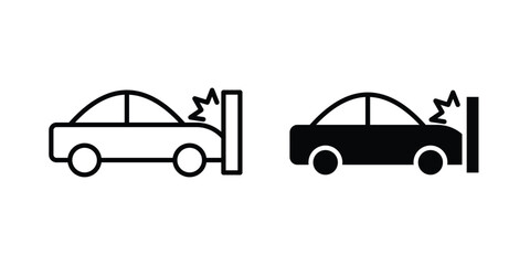 Fototapeta premium Car crash icon vector Illustration, Solid and stroke Style Icon