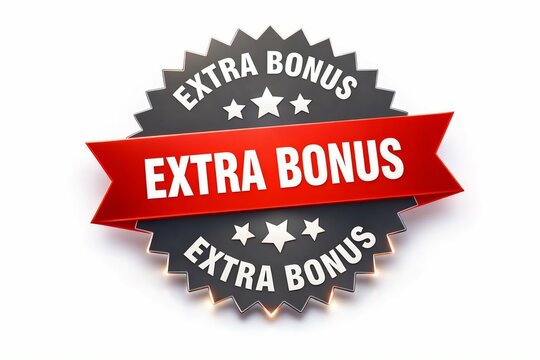 Red and black extra bonus badge with stars for promotion and rewards