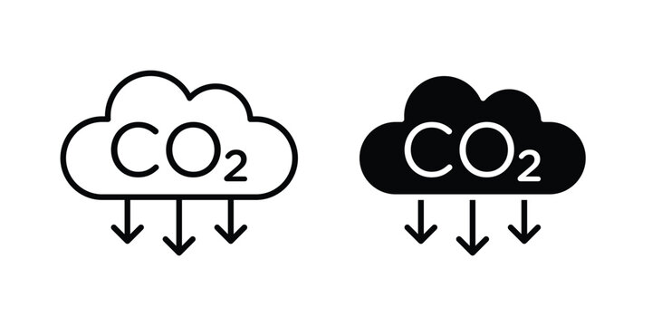 carbon reduction icon vector Illustration, Solid and stroke Style Icon