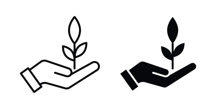 Care of plant icon vector Illustration, Solid and stroke Style Icon