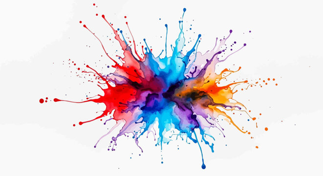 Colorful paint splatter, vibrant ink explosion, abstract art, colorful background
