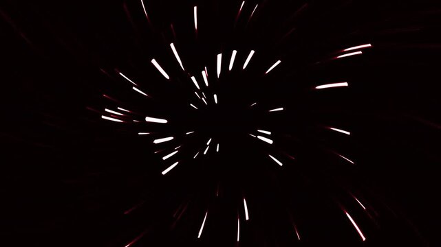 Abstract hyperspace tunnel animation with glowing white streaks rushing through a dark background. Ideal for sci fi projects, futuristic media, and space travel concepts