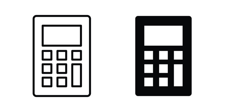 finance calculator icon vector Illustration, Solid and stroke Style Icon