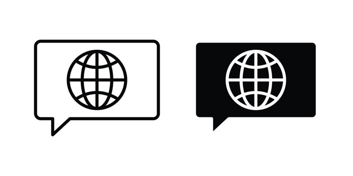 Global dialog icon vector Illustration, Solid and stroke Style Icon