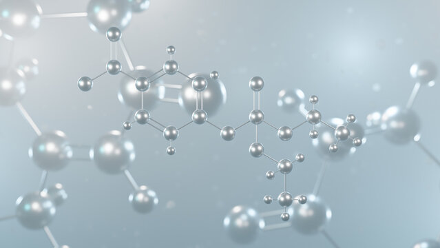 parathion molecular structure, 3d model molecule, organophosphate insecticide structural chemical formula view from a microscope