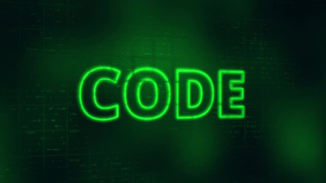 Green Neon Code Text Programming Digital Technology Background