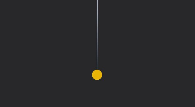 Minimalist pendulum swinging motion animation on dark animation background