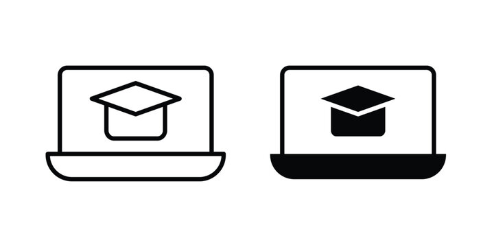 Online education icon vector Illustration, Solid and stroke Style Icon