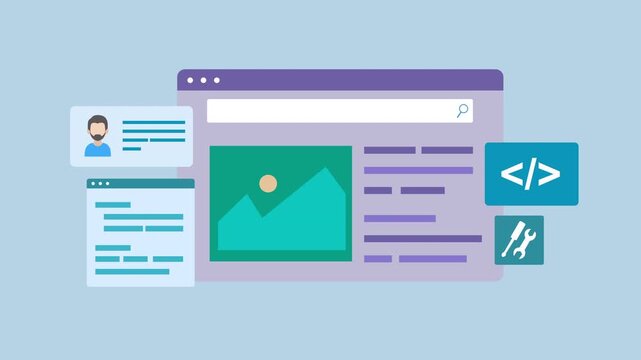 Web Interface and Development Icons 2d Animation with Alpha Matte