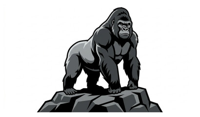 Silverback gorilla standing on lookout vector isolated © MdToufik