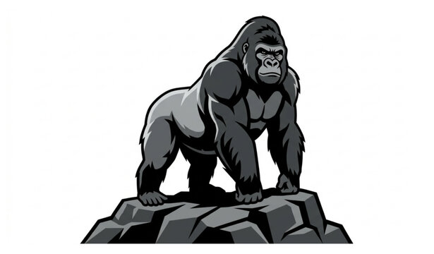 Silverback gorilla standing on lookout vector isolated