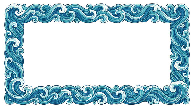 Decorative blue cloud frame with intricate swirling patterns for design
