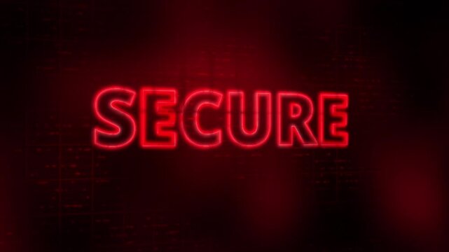 Red Neon Secure Text Cyber Security Technology Background