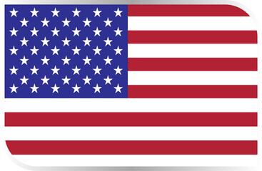 Fototapeta premium Transparent Rounded Rectangle USA Flag Button and Badge Icon