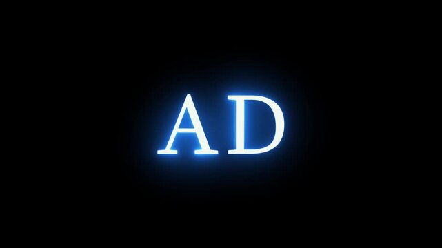 Blue neon ad letters glowing on black background with soft flicker and vibrant light effect for commercial use