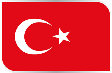 Obraz premium Transparent Rounded Rectangle Türkiye Flag Button and Badge Icon