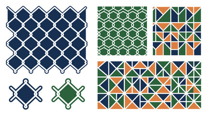 Fototapeta premium Set of geometric tile patterns with intricate designs and vibrant colors