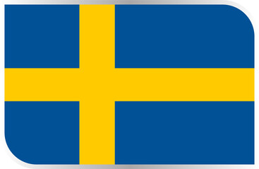 Naklejka premium Transparent Rounded Rectangle Sweden Flag Button and Badge Icon