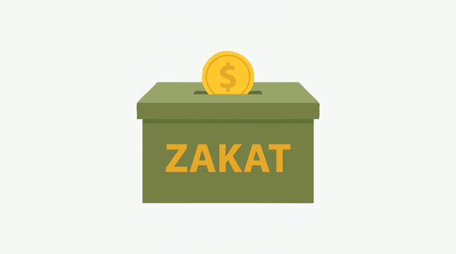 Zakat Donation Box with Gold Coin - Islamic Charity and Alms Giving