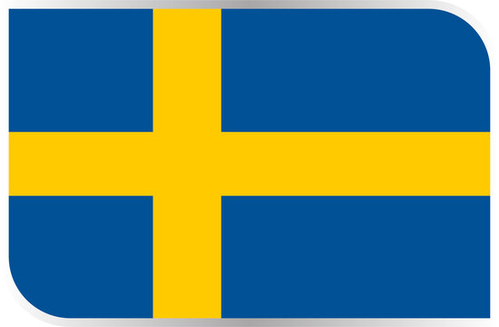 Transparent Rounded Rectangle Sweden Flag Button and Badge Icon