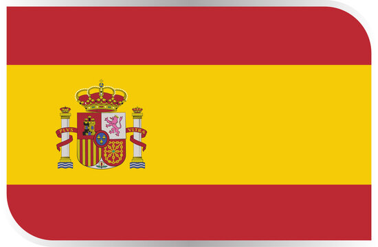 Transparent Rounded Rectangle Spain Flag Button and Badge Icon