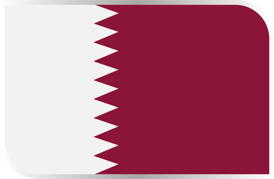 Transparent Rounded Rectangle Qatar Flag Button and Badge Icon