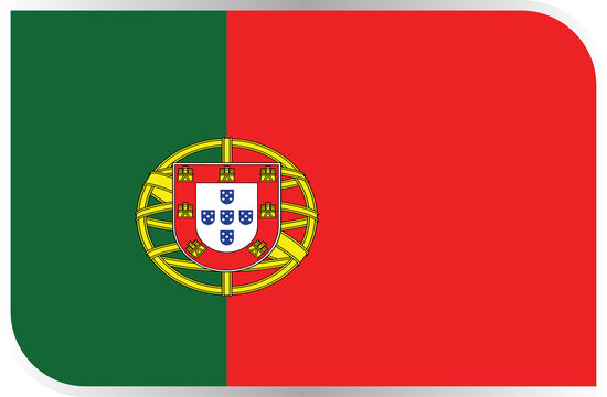 Transparent Rounded Rectangle Portugal Flag Button and Badge Icon