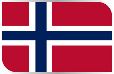Obraz premium Transparent Rounded Rectangle Norway Flag Button and Badge Icon