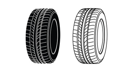 tire silhouettes on a white background © Masura