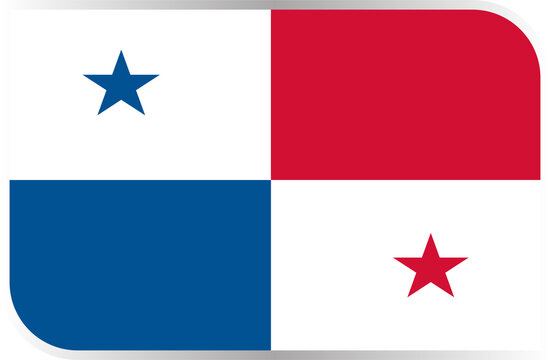 Transparent Rounded Rectangle Panama Flag Button and Badge Icon