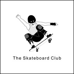 Fototapeta premium logo design cartoon sketch of a skateboarder playing skateboard