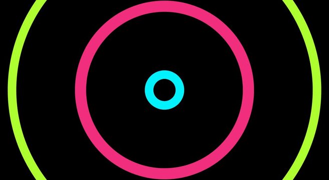 Neon circular pulse background: dynamic glowing rings motion animation