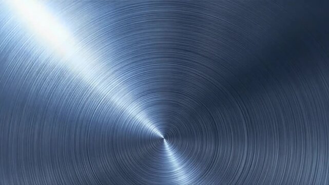 Circular Brushed Metal Texture with Concentric Light Streaks and Cool Lighting Effects
