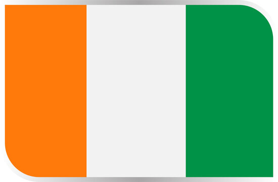 Transparent Rounded Rectangle C&ocirc;te d'Ivoire Flag Button and Badge Icon