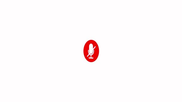 Voice recording podcast mic microphone button icon 3d animation. audio microphone icon animation.