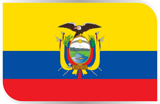 Transparent Rounded Rectangle Ecuador Flag Button and Badge Icon