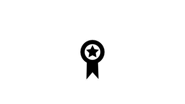 Animated medal icon with star symbol, a badge of honor or award, appearing on white background in a smooth motion graphic