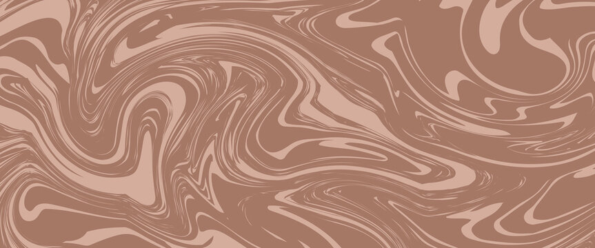 Abstract background pattern with mocha coffee waves. Psychedelic groovy trippy y2k retro seamless pattern in brow and beige colors. Wavy and swirled brush strokes liquid texture for packaging design